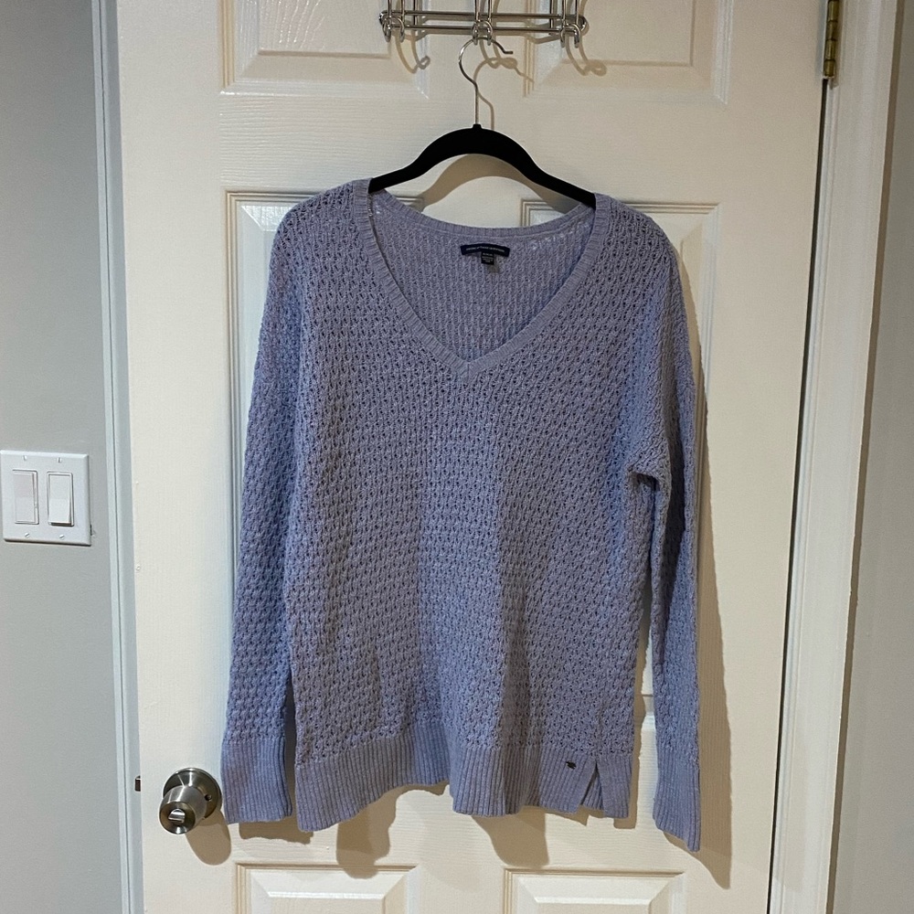 Light blue v neck American eagle sweater size medium